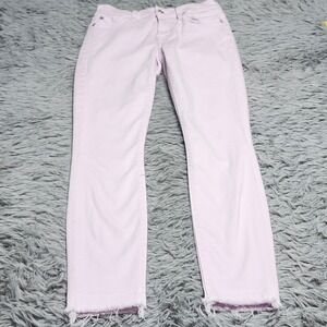 7 For All Mankind Sunrise Jeans Womens 24‎ Released Frayed Hem Skinny Ankle Pink